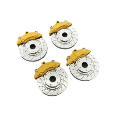 RC Cars Models for WPL D12 MN99 MN90 C24 C34 RC Spare Parts Upgrade 4PCS Metal Brake Disc Caliper Tire Modification RC Modification Accessories(Yellow)