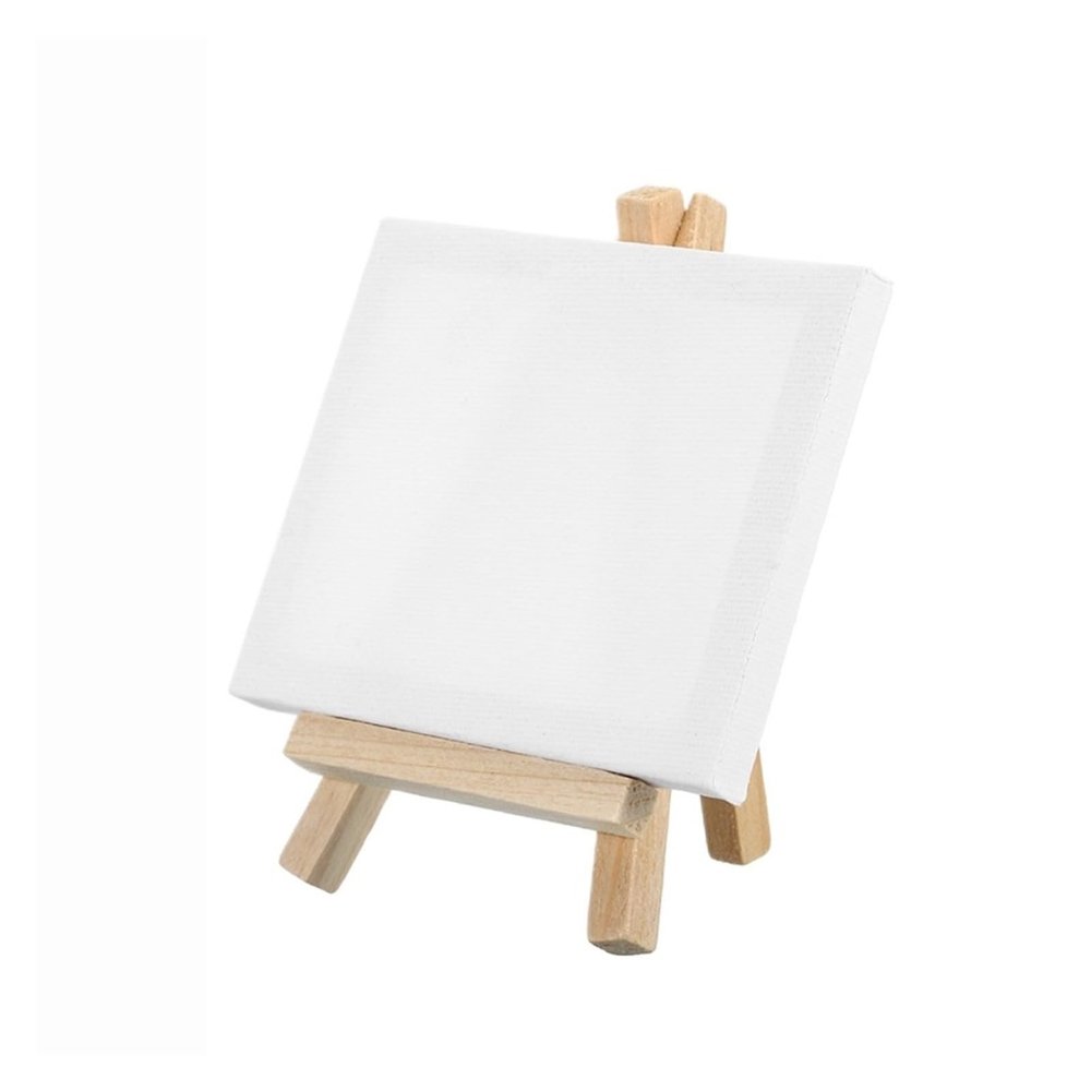 12/24Pcs Mini Canvas Board and Wood Easel Set Art Artist for Home DIY Drawing Painting(10x8cm 24Pcs)
