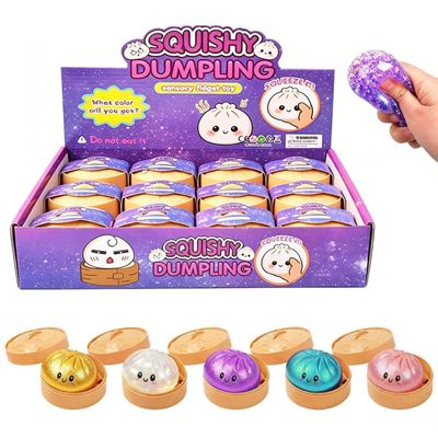 12 Pack Glitter Dumpling Squishy, Mini Glitter Dumpling Cute Sugar Filled Stress Balls Slow Rising Bun Fidget Portable Gift Desk Decor for Birthday Party Gifts (Smiling)