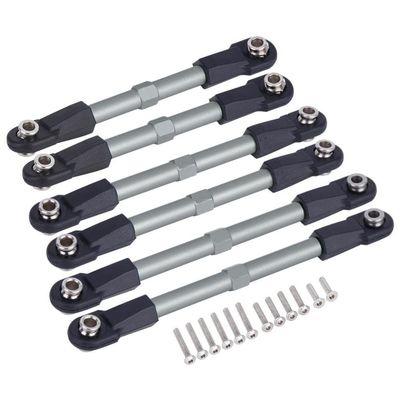 COMODO 6Pcs Adjustable Aluminum Steering Link Rods for 1/10 RC Car Compatible with 4x4 4WD Upgrade Parts(Titanium)