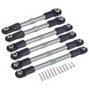 COMODO 6Pcs Adjustable Aluminum Steering Link Rods for 1/10 RC Car Compatible with 4x4 4WD Upgrade Parts(Titanium) view 1