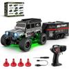 FILONA 1/64 Full Proportional RC Crawler Truck with Trailer, 2.4G Mini Off-Road RC Vehicle with LED Lights, Dual Velocity Mode, for Idoor Play (Grey) view 1
