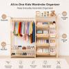 Amdermi Montessori Kids Wardrobe and Toy Storage Organizer with Bins, Wooden Toddler Dress Up Clothes Rack, Open Closet with Shoe Shelves for Childrens Bedroom and Playroom, Natural Wood view 2