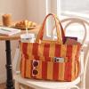 Kacctyen Corduroy Tote Bag for Women, Orange Amber view 3