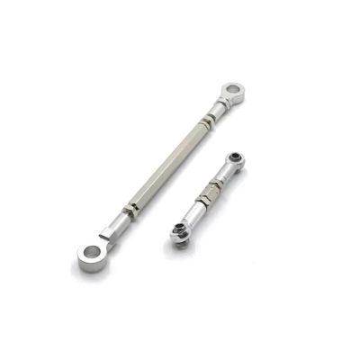 RC Accessories Compatible with HuangBo ZP1001 ZP1002 ZP1003 ZP1004 1/10 RC Car Upgrade Part Metal Servo Link Front Axle Steering Linkage Steering Rod(Silver)