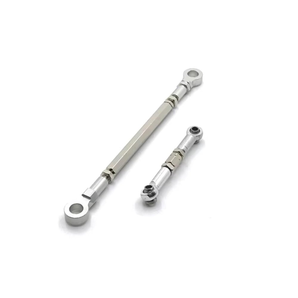 RC Accessories Compatible with HuangBo ZP1001 ZP1002 ZP1003 ZP1004 1/10 RC Car Upgrade Part Metal Servo Link Front Axle Steering Linkage Steering Rod(Silver)