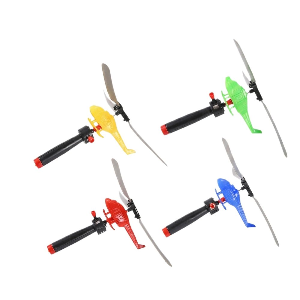 4 Pack Flying Helicopter Toys Pull String for Kids,Handheld Launcher,Outdoor Party Favors,Birthday Gifts