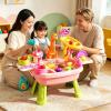 Kids Water Tables for Outside | with Faucet Cute Dinosaur Play Food Set - Kids Play Table Outdoor Water Toys -5.5x14.9x19.29 in for Preschoolers Boys Girls Aged 3+, Beach Backyard Pool Interaction view 2