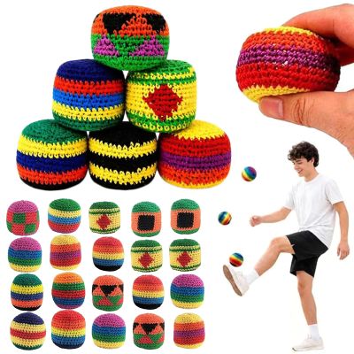 6 Pcs Knitted Footbags Set,Handmade Crochet Footbag,Bean Bag Kick Balls for Juggling Outdoor Games,Soft Woven Sacks for Adults Teens Beginners,Assorted Colors Party Favors (6 Pcs)