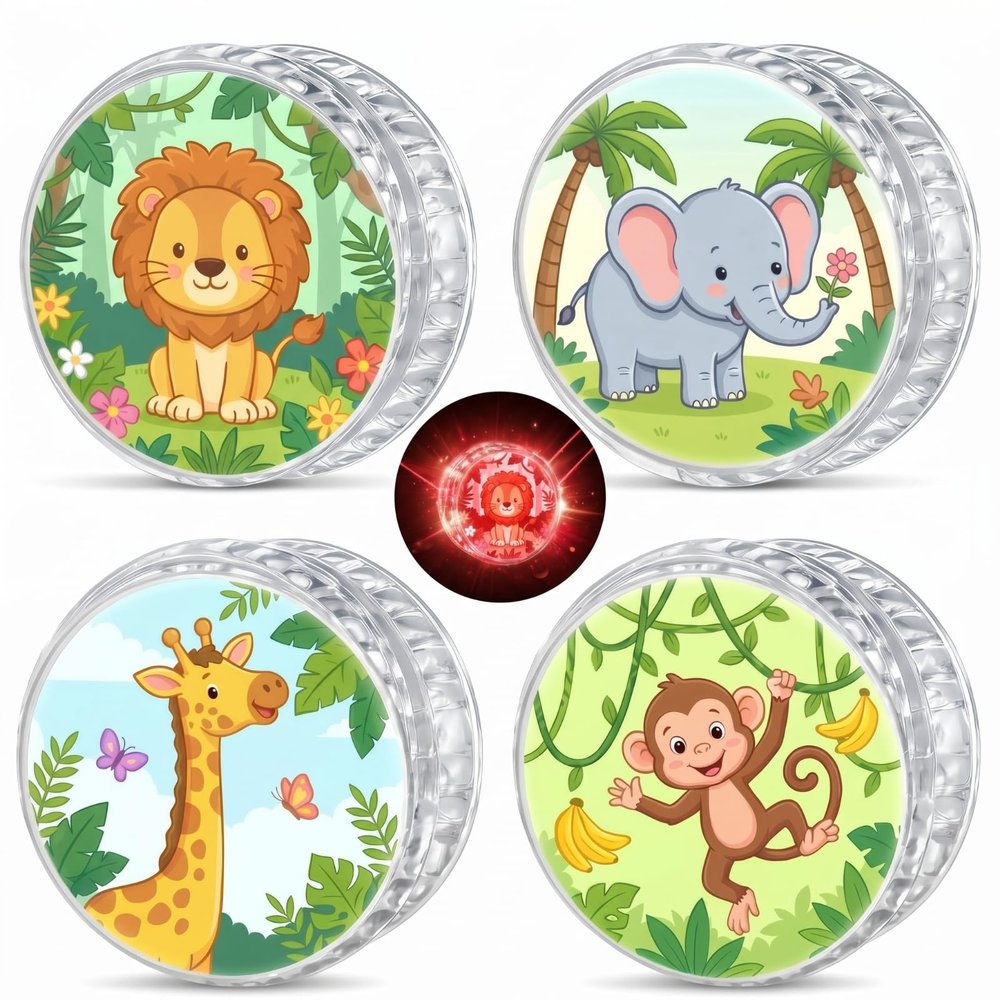 Lewtemi 4 Pack Jungle Animal LED Light up Yo yo for Beginner Boys Girls