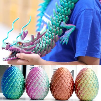 5pcs/Set Large 3D Printed Dragon Egg Toys,XXL Animals Super Long and Big Size lacertid Figurines,Giant 3 D Printer Stuff Dragons Egg,Huge Fidget Action Figures,Cool 3-d Print Gifts(Dragon/Egg Set)