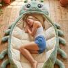 Hugging Caterpillar Sleeping Bags, Plush Cocoon Sleeping Bag with Pull Cord, Full Body Lounger Nap Pod, Cozy Reading Nest, Soft Animal Sleeping Bag(Orange) view 2