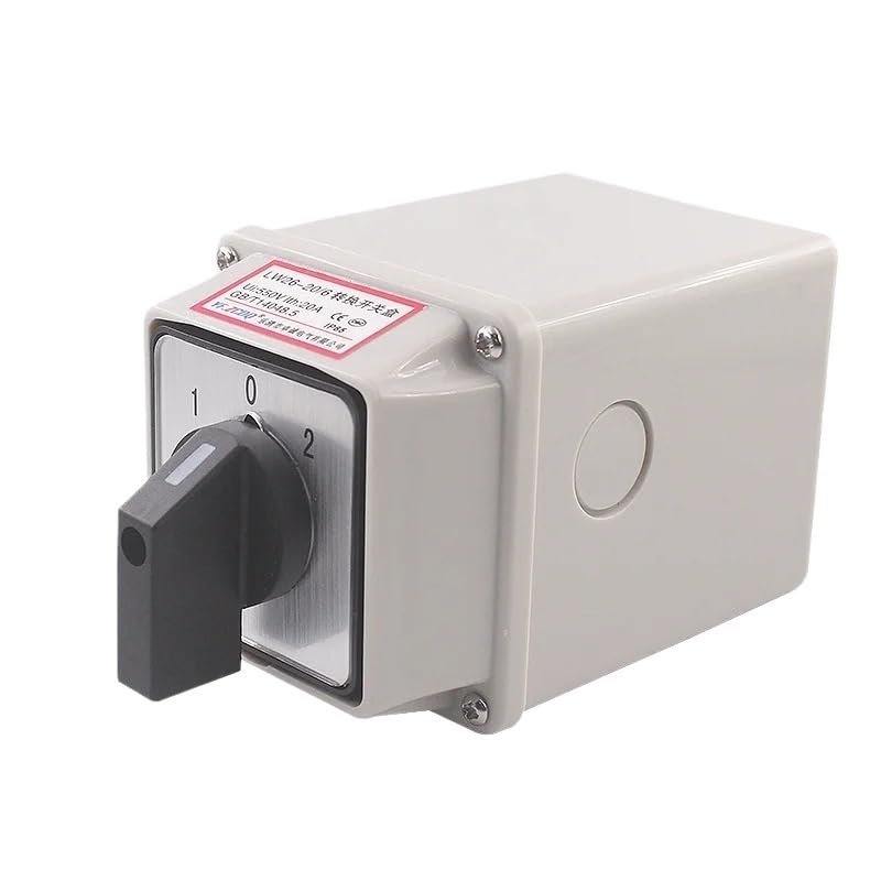 FXPCGZISH LW26-20/6M YMW26 with Waterproof Box Transfer 20A 3 Position Rotary Cam Switch Double Power Switching Manual Control