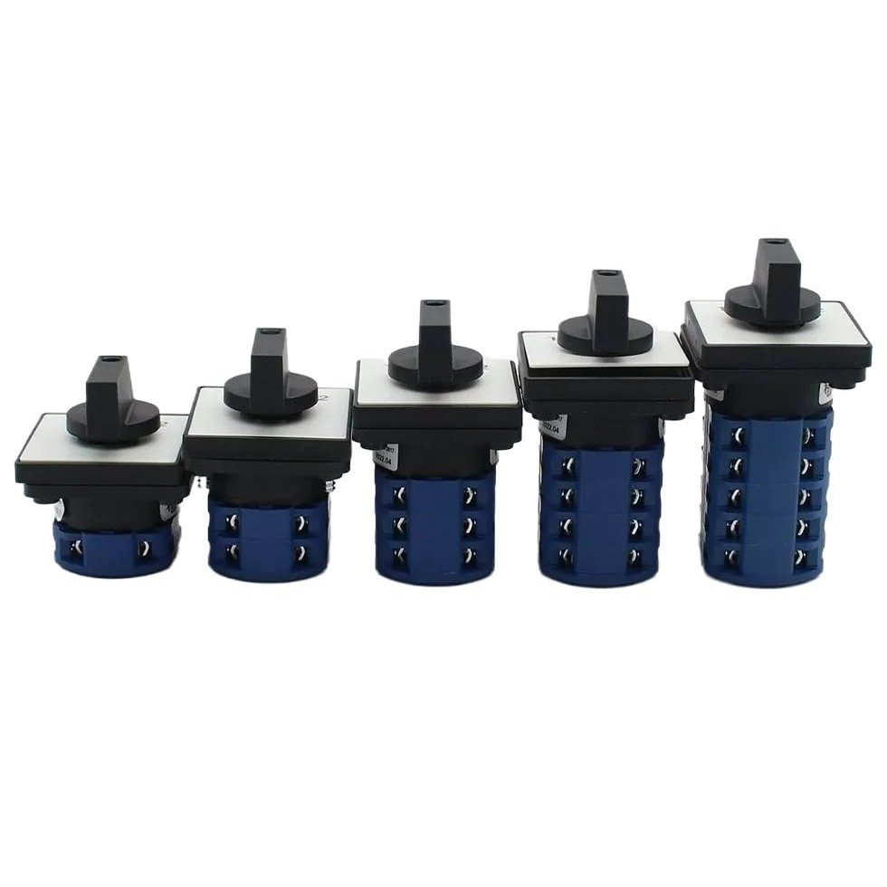 FXPCGZISH LW28 125A 1/2/3/4/5/6/7 Phase 4/8/12/16/20/24 Screw Terminal 3 Position Changeover cam Switch Silver (0-1,2P-8 terminals)