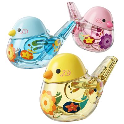 3PCS Bird Whistle, Bird Whistle for Kids, Cute Flower Water Toy with Lanyard, Safe Portable Musical Toy for Toddlers