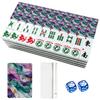 American Mahjong Tile Set oil paint Marble Pink Water Color Blue Ink Paint Purple Ink Watercolor 166 Acrylic Mahjong Tiles 1.4" Large Mahjong Game Set with Bag and Accessories for Gift Travel Party view 1
