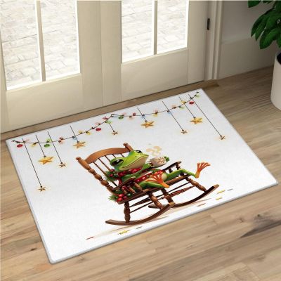 Frog 5x7 Rug - Insects Rug 3x5 - Children Area Rug for Living Room Bedroom, White Carpet, Non Slip & Soft Low Pile Indoor Small Washable Rugs for Women Teens A171