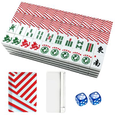American Mahjong Tile Set Christmas candy cane striped seamless Christmas candycane red stripes 166 Acrylic Mahjong Tiles 1.4" Large Mahjong Game Set with Bag and Accessories for Gift Travel Party