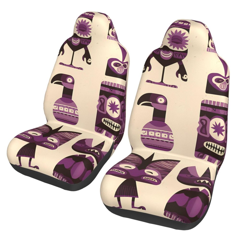 GENTERUN Tropical Decorative Pattern Car Seat Covers Set of 2 Universal Fit Polyester Stretch Seat Protectors for Car SUV Truck Easy Install Washable