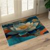Retro Zen Rug - Water Lilies 4x6 Rugs for Living Room Bedroom Low Pile Indoor Washable Lotus Door Mat Non-Slip Soft Floor Carpet Blue Throw Indoor for Boys Girls A194 view 1