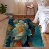 Retro Zen Rug - Water Lilies 4x6 Rugs for Living Room Bedroom Low Pile Indoor Washable Lotus Door Mat Non-Slip Soft Floor Carpet Blue Throw Indoor for Boys Girls A194 view 3