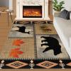 Bear Cabin Rug for Kids Room, Deer Rustic Rug 5x6, Western Wildlife Bedroom Rugs Washable & Non Slip Carpet for Home Decor view 2