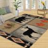 Bear Cabin Rug for Kids Room, Deer Rustic Rug 5x6, Western Wildlife Bedroom Rugs Washable & Non Slip Carpet for Home Decor view 3