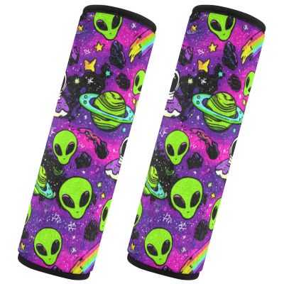 Seat Belt Covers 2 Pack Alien Galaxy Cute Car Seat Strap Covers Super Soft Car Seat Neck Cover for Boys Girls Adults Babies S