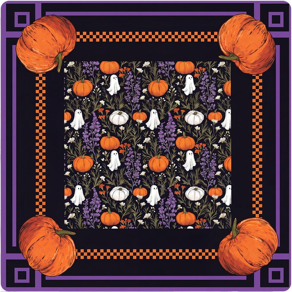 Drydiet Mahjong Mat for Table Non-Slip,Halloween Pumpkin and Ghost