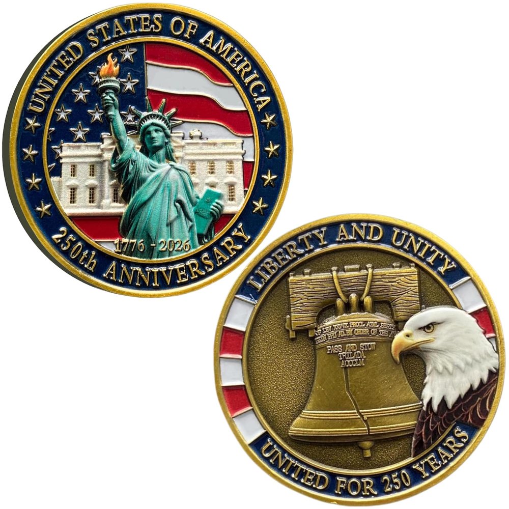 1776-2026 US 250th Semiquincentennial Challenge Coin | Patriotic Liberty Commemorative Keepsake, Statue of Liberty Eagle Liberty Bell Gift for Veterans & American Patriots