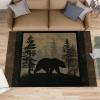 Bear Cabin Rug for Kids Room, Forest Rustic Rug 5x6, Western Wildlife Bedroom Rugs Washable & Non Slip Carpet for Home Decor view 1