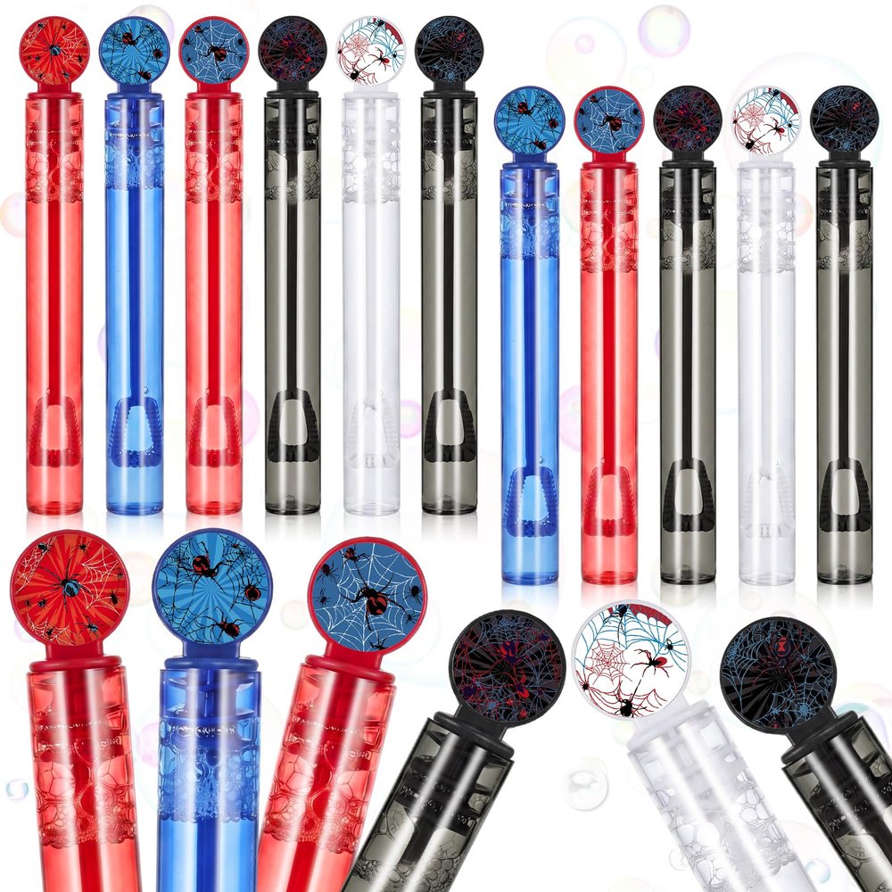 Hollowfly 24 Pcs Spider Web Mini Bubble Wands Party Favors for Kids