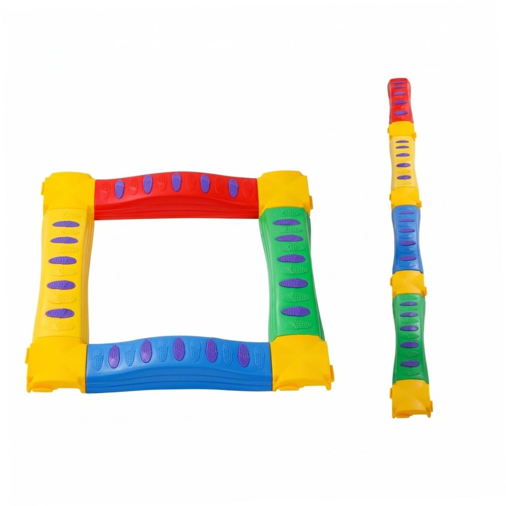 AwnsIMfreien Balance Beam and Stepping Stones, 4 Straight Balance Beams and 4 Stepping Stones Set, Kids Obstacle Course Toy, Non-Slip Sensory Play Equipment for Home & Preschool