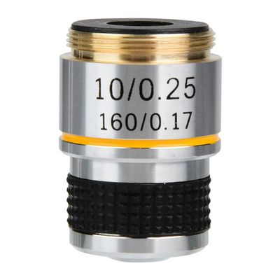 10X Achromatic Objective Lens for Biological Microscope, 160mm Tube Length, 0.17mm Cover Glass Thickness, 185 Conjugate Distance, 20mm RMS Thread