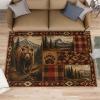Bear Cabin Rug for Kids Room, Mountain Forest Rustic Rug 5x6, Western Wildlife Bedroom Rugs Washable & Non Slip Carpet for Home Decor view 1
