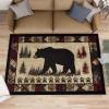 Bear Cabin Rugs for Boys Room, Retro Aztec Rustic Area Rug 4x5, Western Wildlife Outdoor Rug Washable & Non Slip Carpet for Home Decor view 1