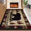 Bear Cabin Rugs for Boys Room, Retro Aztec Rustic Area Rug 4x5, Western Wildlife Outdoor Rug Washable & Non Slip Carpet for Home Decor view 2