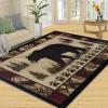Bear Cabin Rugs for Boys Room, Retro Aztec Rustic Area Rug 4x5, Western Wildlife Outdoor Rug Washable & Non Slip Carpet for Home Decor view 3