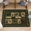 Bear Cabin Rugs for Boys Room, Retro Elk Rustic Area Rug 4x5, Western Wildlife Outdoor Rug Washable & Non Slip Carpet for Home Decor view 1