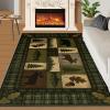 Bear Cabin Rugs for Boys Room, Retro Elk Rustic Area Rug 4x5, Western Wildlife Outdoor Rug Washable & Non Slip Carpet for Home Decor view 2