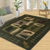 Bear Cabin Rugs for Boys Room, Retro Elk Rustic Area Rug 4x5, Western Wildlife Outdoor Rug Washable & Non Slip Carpet for Home Decor view 3