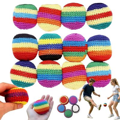 12PCS Hand-Made Knitted Hacky Bags,2026 Upgraded Hacky Footbags Knitted,Assorted Foot Bag Crochet Professional HackyBall,Multicolored Geometric Pattern,Juggling Balls for Beginners,Ready-to-Use