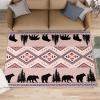 Bear Cabin Rug for Kids Room, Aztecs Rustic Rug 5x6, Western Wildlife Bedroom Rugs Washable & Non Slip Carpet for Home Decor view 1