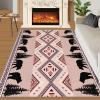 Bear Cabin Rug for Kids Room, Aztecs Rustic Rug 5x6, Western Wildlife Bedroom Rugs Washable & Non Slip Carpet for Home Decor view 2