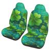 GENTERUN Four Leaf Clover Art Car Seat Covers Set of 2 Universal Fit Polyester Stretch Seat Protectors for Car SUV Truck Easy Install Washable view 1
