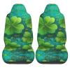 GENTERUN Four Leaf Clover Art Car Seat Covers Set of 2 Universal Fit Polyester Stretch Seat Protectors for Car SUV Truck Easy Install Washable view 2