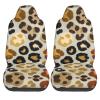 GENTERUN Leopard Print Car Seat Covers Set of 2 Universal Fit Polyester Stretch Seat Protectors for Car SUV Truck Easy Install Washable view 2
