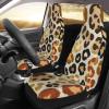 GENTERUN Leopard Print Car Seat Covers Set of 2 Universal Fit Polyester Stretch Seat Protectors for Car SUV Truck Easy Install Washable view 3