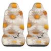 GENTERUN Daisy Flowers Car Seat Covers Set of 2 Universal Fit Polyester Stretch Seat Protectors for Car SUV Truck Easy Install Washable view 2