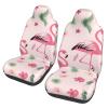 GENTERUN Pink Flamingo Pattern Car Seat Covers Set of 2 Universal Fit Polyester Stretch Seat Protectors for Car SUV Truck Easy Install Washable view 1